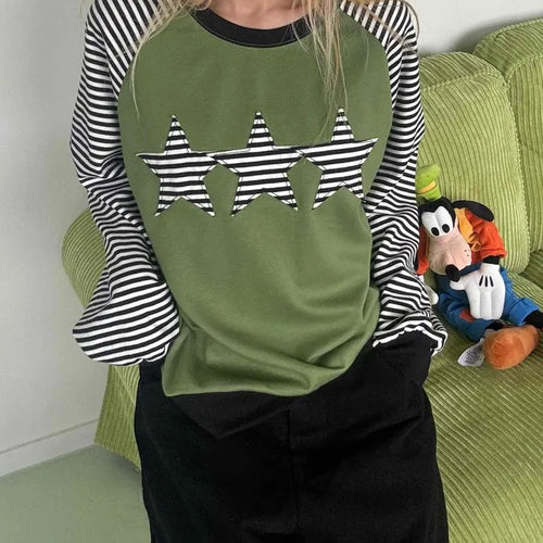 Street Style Striped Patch Sweatshirt