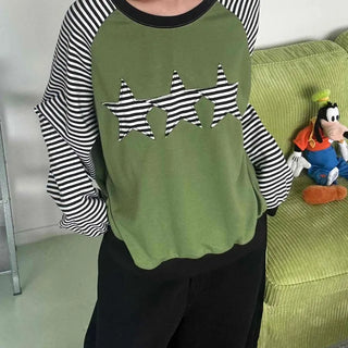 Street Style Striped Patch Sweatshirt