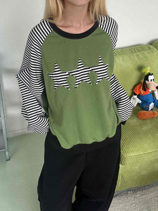 Street Style Striped Patch Sweatshirt