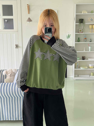 Street Style Striped Patch Sweatshirt