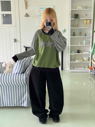 Street Style Striped Patch Sweatshirt