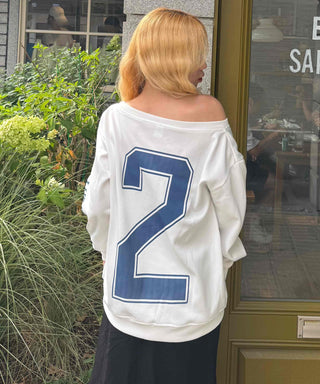 Simple Trendy Number Two Off-Shoulder Sweatshirt