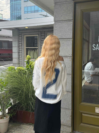 Simple Trendy Number Two Off-Shoulder Sweatshirt