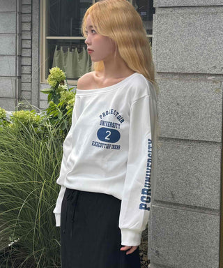 Simple Trendy Number Two Off-Shoulder Sweatshirt