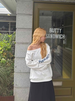 Simple Trendy Number Two Off-Shoulder Sweatshirt