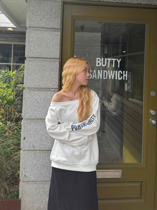 Simple Trendy Number Two Off-Shoulder Sweatshirt