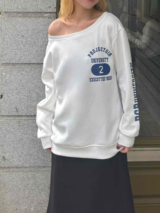 Simple Trendy Number Two Off-Shoulder Sweatshirt