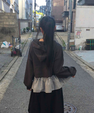 Urban Layer Check Frill Vintage Hoodie