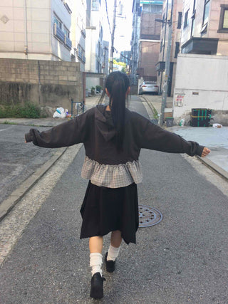 Urban Layer Check Frill Vintage Hoodie