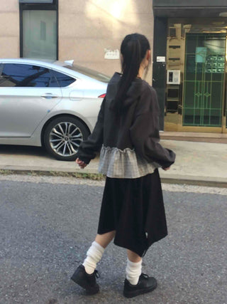 Urban Layer Check Frill Vintage Hoodie