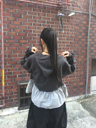 Urban Layer Check Frill Vintage Hoodie