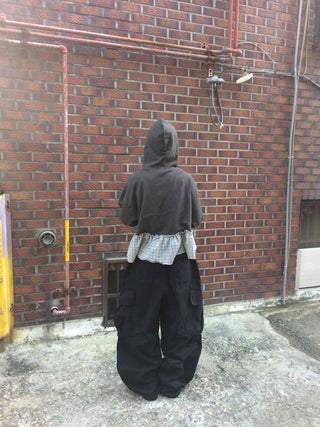 Urban Layer Check Frill Vintage Hoodie