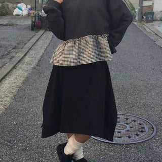Urban Layer Check Frill Vintage Hoodie