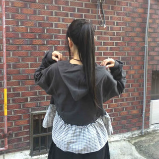 Urban Layer Check Frill Vintage Hoodie