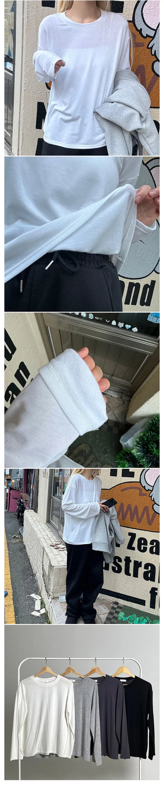 Ropi Box Daily T-shirt Inner Tee Fleece-lined T-shirt Daily Basic Item