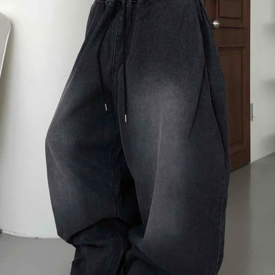Casual Mega Balloon Fit Denim Long Pants