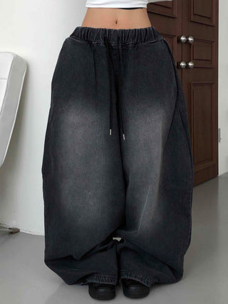 Casual Mega Balloon Fit Denim Long Pants