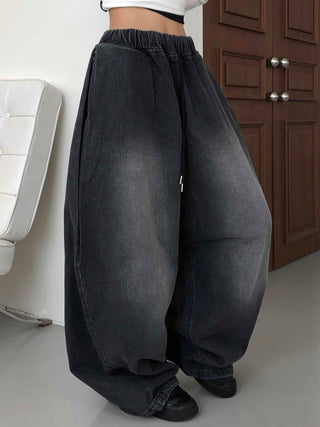 Casual Mega Balloon Fit Denim Long Pants