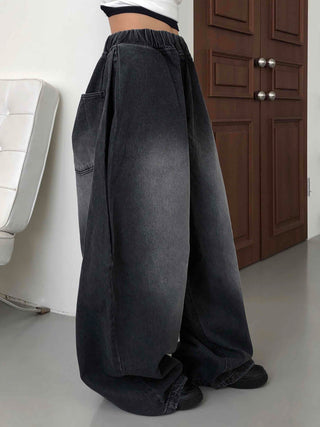 Casual Mega Balloon Fit Denim Long Pants