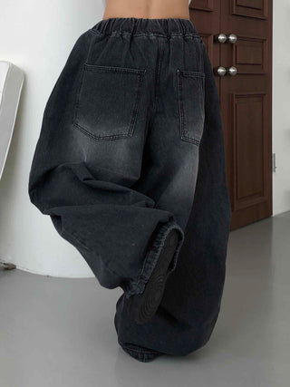 Casual Mega Balloon Fit Denim Long Pants
