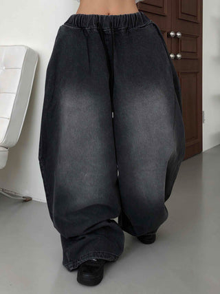 Casual Mega Balloon Fit Denim Long Pants
