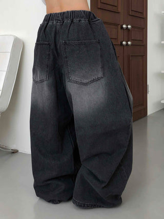 Casual Mega Balloon Fit Denim Long Pants
