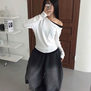 Casual Mega Balloon Fit Denim Long Pants