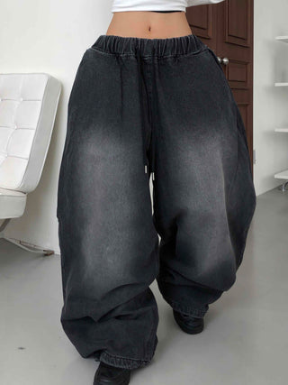 Casual Mega Balloon Fit Denim Long Pants