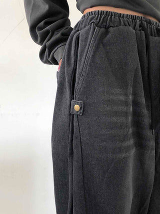 Basic Side Pintuck Denim Long Pants