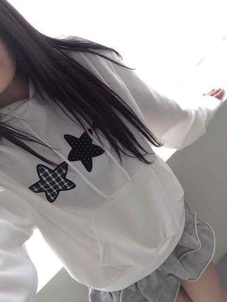 Natural Kitsch Star Patch Hoodie