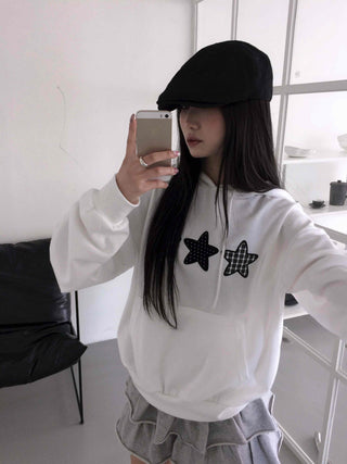 Natural Kitsch Star Patch Hoodie