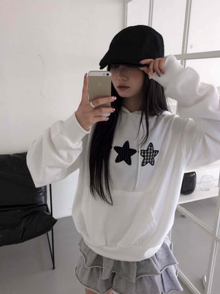 Natural Kitsch Star Patch Hoodie