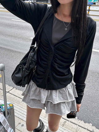 Boho Chic Shirred Layered Cardigan