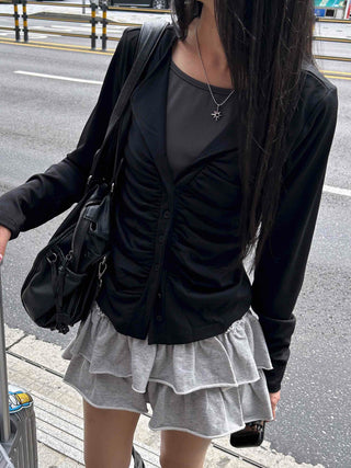 Boho Chic Shirred Layered Cardigan