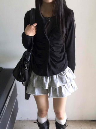 Boho Chic Shirred Layered Cardigan