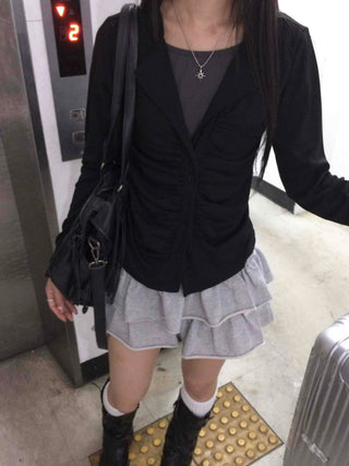 Boho Chic Shirred Layered Cardigan
