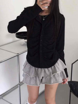 Boho Chic Shirred Layered Cardigan
