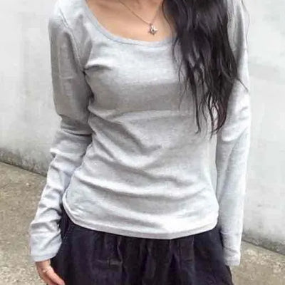 New Basic Plain Long Sleeve T-shirt