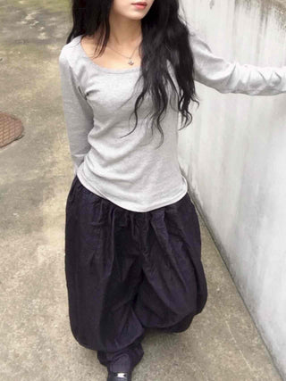 New Basic Plain Long Sleeve T-shirt