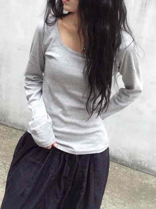 New Basic Plain Long Sleeve T-shirt