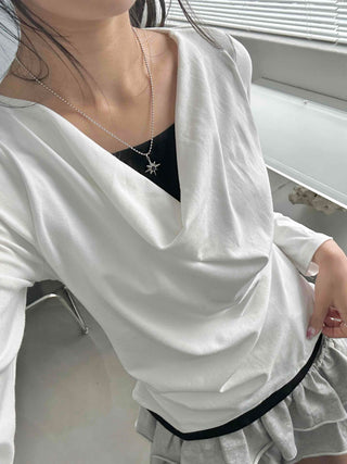 Soft Drape U-Neck Long Sleeve T-Shirt