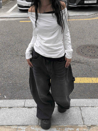 Soft Drape U-Neck Long Sleeve T-Shirt