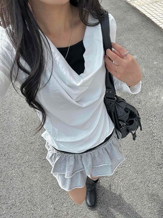 Soft Drape U-Neck Long Sleeve T-Shirt