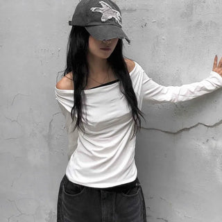 Soft Drape U-Neck Long Sleeve T-Shirt