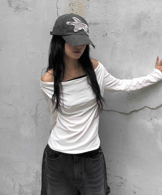 Soft Drape U-Neck Long Sleeve T-Shirt