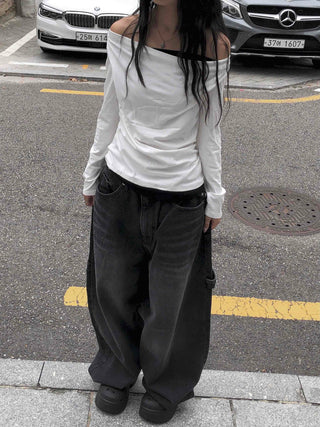 Soft Drape U-Neck Long Sleeve T-Shirt