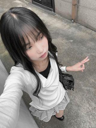Soft Drape U-Neck Long Sleeve T-Shirt