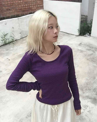 Retro Striped Long Sleeve T-shirt