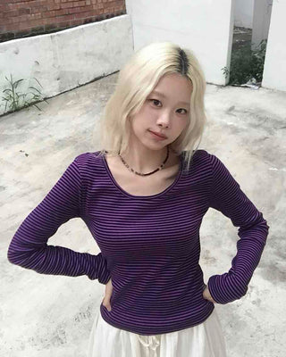 Retro Striped Long Sleeve T-shirt