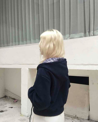 New Basic Check Zip-up Hoodie